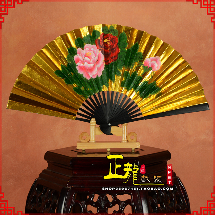呼和浩特京剧戏曲戏剧贵妃醉酒牡丹折扇儿童扇子7寸8寸9寸 金扇